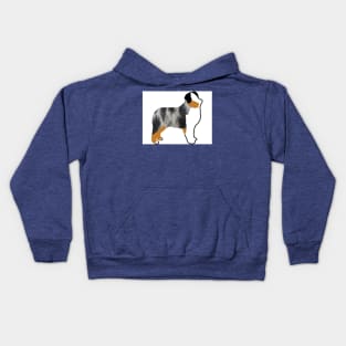 miniature american shepherd blue merle silhouette Kids Hoodie